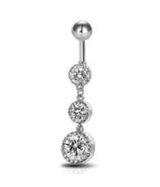 316L Surgical Steel clear CZ  balls Belly Button Ring