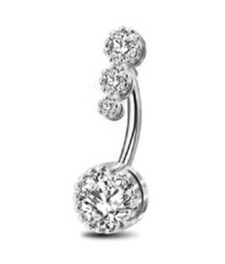 316L Surgical Steel clear CZ round Belly Button Ring