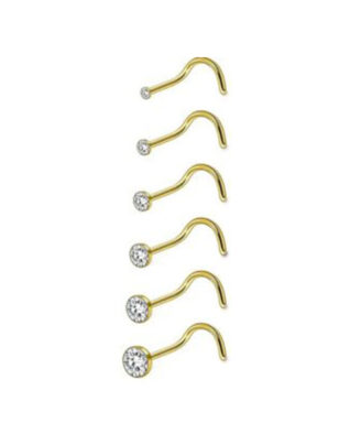 Round Diamond CZ Nose Screw Studs Rings Piercing Jewellery