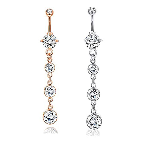 14G Stainless Steel Dangle Belly Button Rings 1