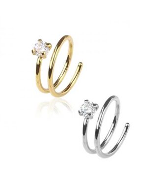 CZ Twisted Double Hoop Ring