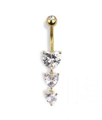 Cascading Dangling Heart Belly Ring