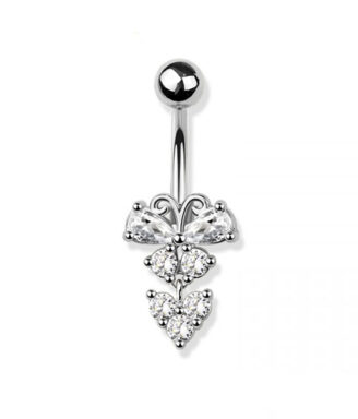 Butterfly Heart Dangle Belly Ring