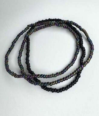 Cutesy Black-Iridescent Ankle Bead Set