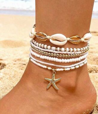 Dazzle Dangle White Starfish Anklet