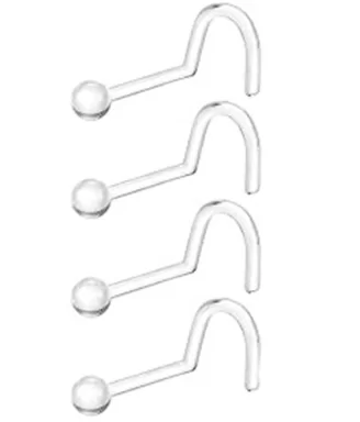Clear Studded Nose Hook Ring Retainer
