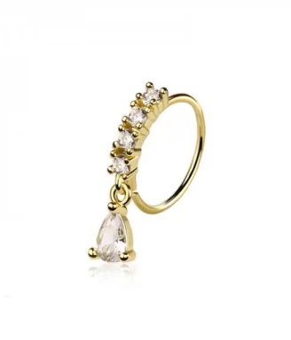 Dazzling Teardrop Nose Hoop