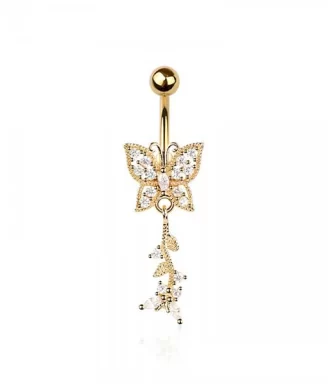 Dazzle Butterfly Dangle Belly Ring
