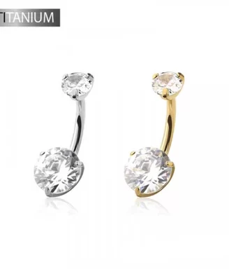 Titanium Double Dazzle Belly Ring
