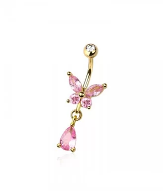 Butterfly Teardrop Dangle Belly Ring