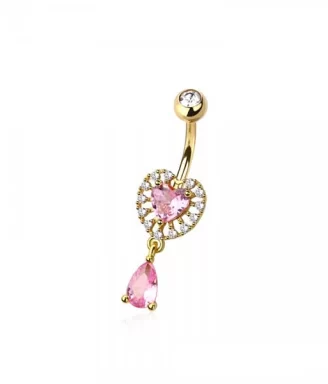 Heart Teardrop Dangle Belly Ring