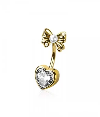 Heart Ribbon Top Belly Ring