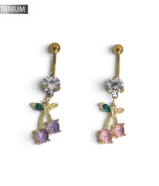 18K Gold Yummy Cherry Belly Ring