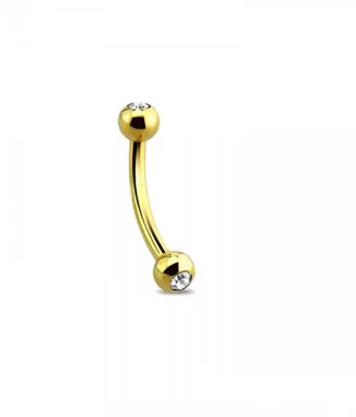 Shimmering Gold Curved Snake eye Barbell