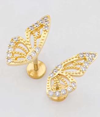 Butterfly Wing Top Threadless Labret (Push In)