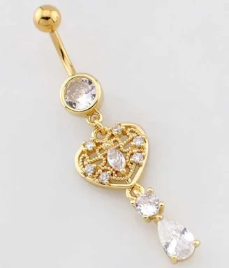 Filigree Heart Dangle  Belly Ring