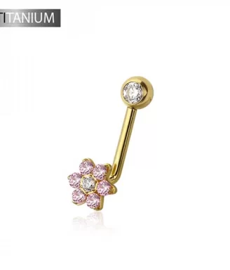 Titanium CZ Flower VCH Barbell Christina