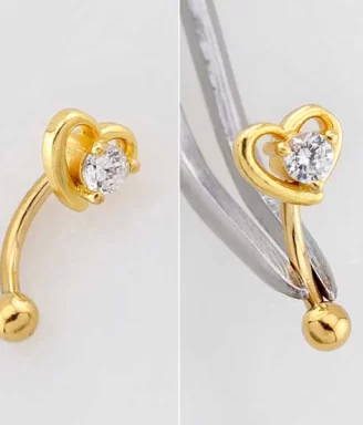 Shimmering Heart Curved Eyebrow Barbell